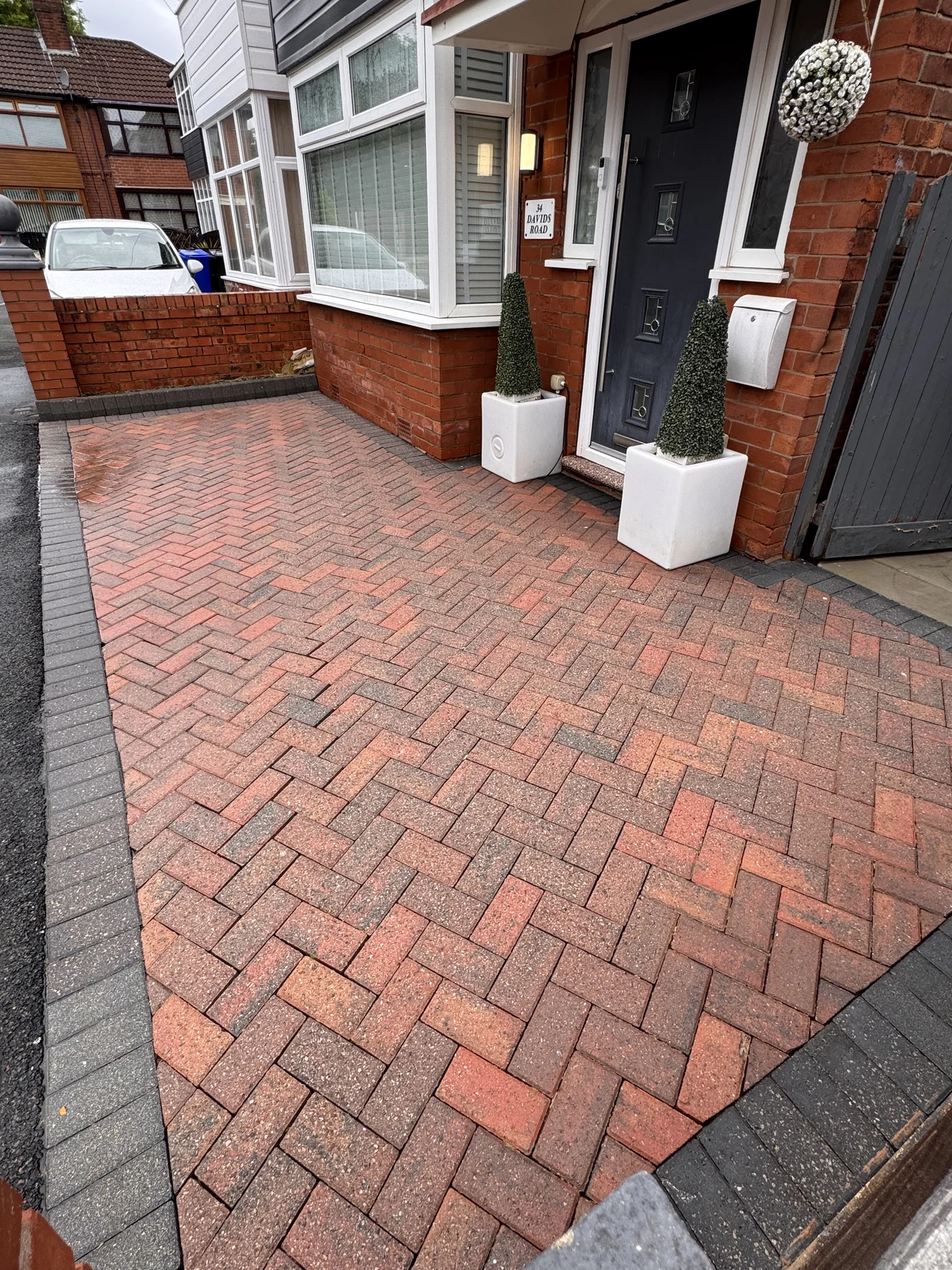 Restored block-paved driveway after professional block-paving cleaning